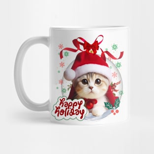 Cute cat in Santa hat happy holidays ,Brafdesign Mug